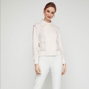 BCBG Mixed Media Silk/ Wool Bomber Jacket, Small